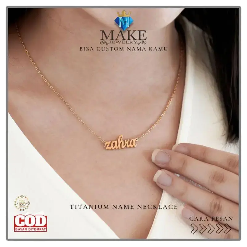 Make Kalung Nama Custom Titanium Anti Karat Model Zahra Anak dan Dewasa