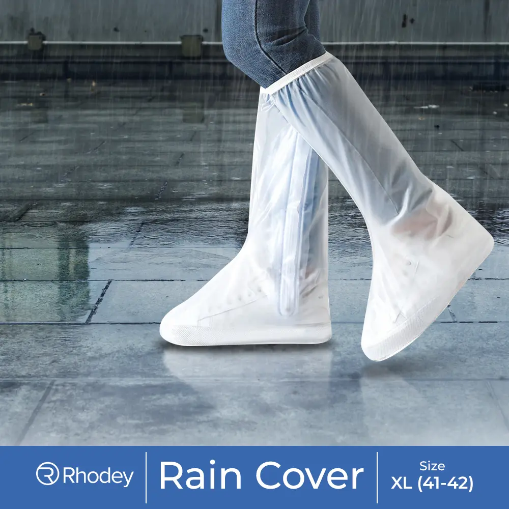 Rhodey Jas Hujan Pelindung Sepatu Anti Air Shoes Cover PVC Non Slip with Zipper XL - JY-819A