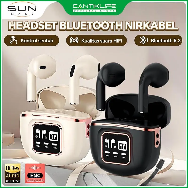 New 2024 Cantiklife.Home Headset Bluetooth Earphone TWS True Wireless Stereo Panggilan Binaural HD HIFI Earbuds J55 0