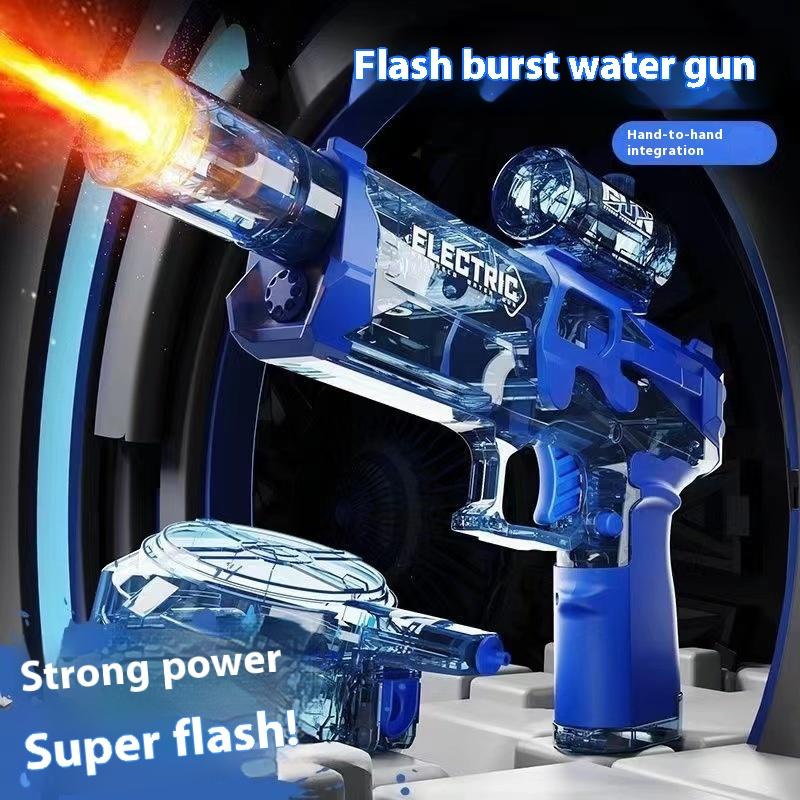 Electric Flash Burst Water Gun with Colorful Light Pool Toy battery ...