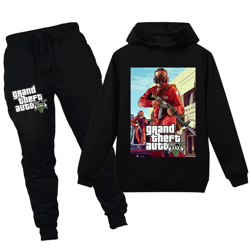 Product Introduction of Grand Theft Auto V GTA 5 Kids Pullover Clothes Sweatshirts+Pants 2pcs Sets Boys Cartoon Children Toddler Clothing Girls Outfits 7