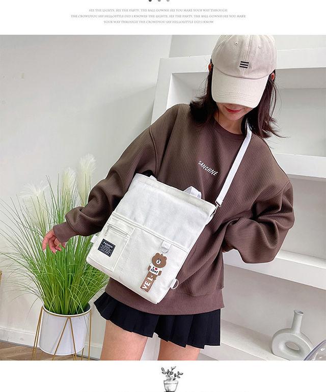 Product Introduction of [In Stock] Shoulder Bag, Handbag, Crossbody, Canvas Material, Fashion, Cute, Campus, Large Capacity 22