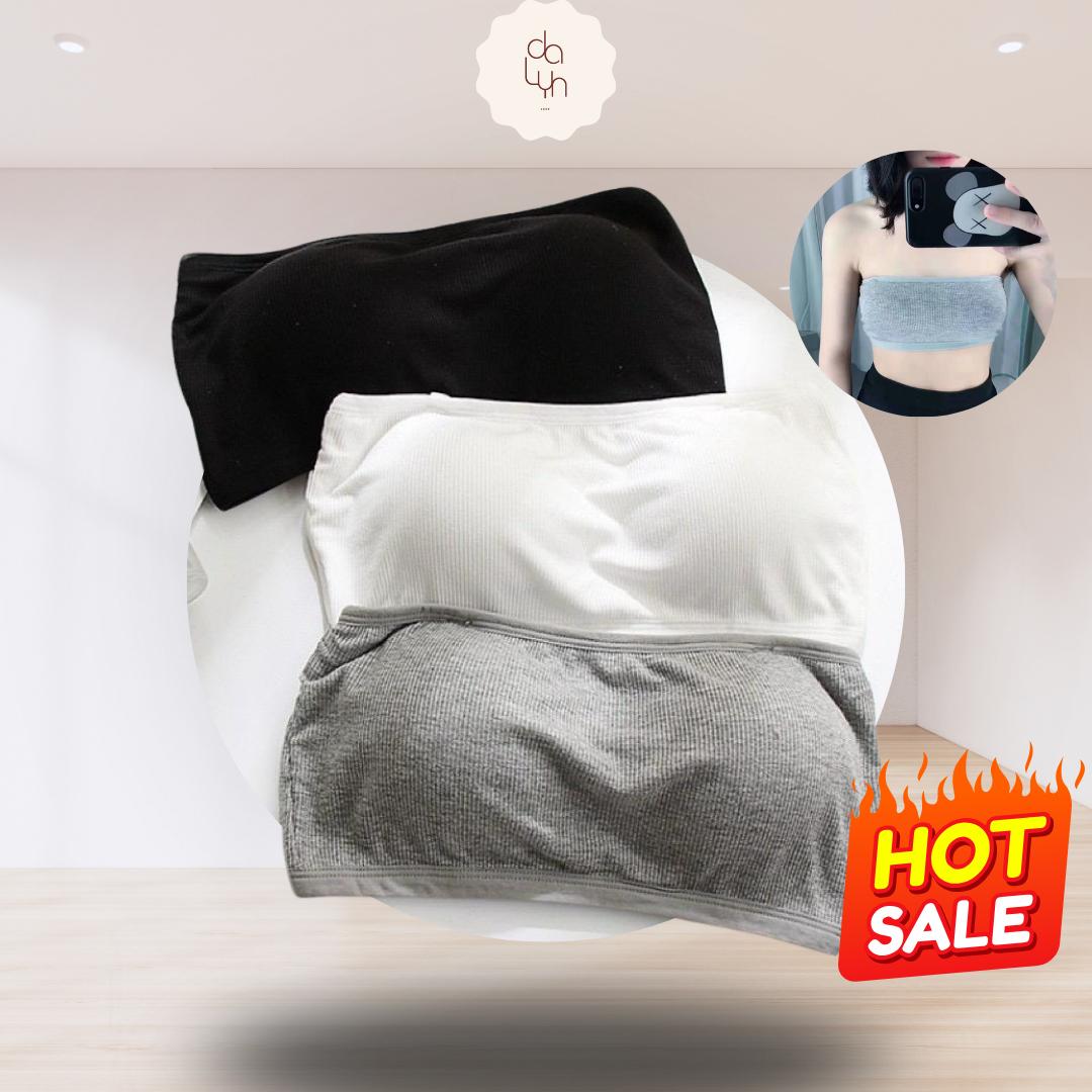 DALYN เสื้อในสปอร์ตบรา(502) เกาะอกแถมสายใส ถอดสายได้ ไร้โครง ผ้านิ่มลายผ้าร่อง 3 สี Clothing Women L