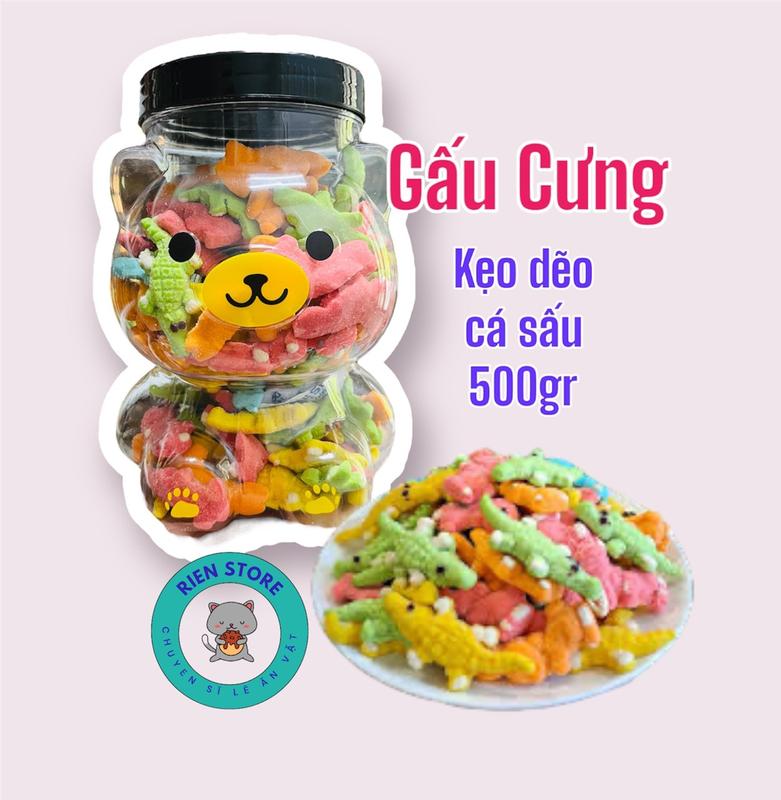 kẹo dẽo cá sấu Gấu Cưng hủ 500gr Candy dẻo Ăn Vặt Đường