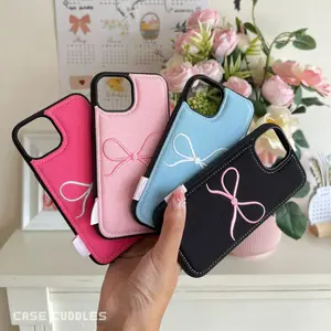 [CASECUDDLES] Coquette Jeans Case - Hardcase / Casing HP for iPhone 11 12 13 14 15 16 17 PRO PROMAX | Ribbon Case | Bow Case | Black Pink Case | Embroidery Case | Cute Case | Aesthetic Case