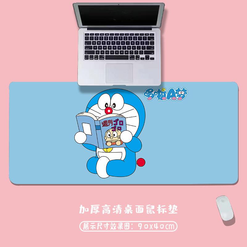 Tấm Lót Chuột Ngoại Cỡ, Thiết Kế Hoạt Hình Doraemon Và Người Đàn Ông Béo Màu Xanh Pokonyan Dễ Thương Cho Bé Gái, Màu Xanh Da Trời, Chống Vết Bẩn, Thích Hợp Cho Máy Tính, Có Khóa, Tấm Lót Bàn Bên 4