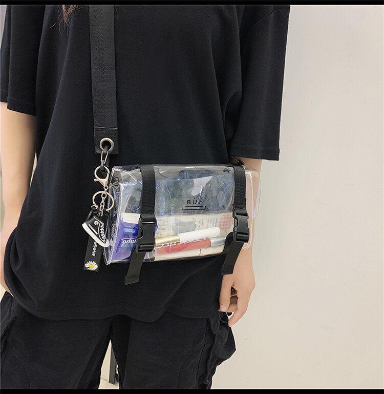 Product Introduction of Ulzzang Korean Fashion Pvc Waterproof Men  Shoulder  Crossbdoy  Messenger  for Men transparent sling bag transparent  bags  men 16