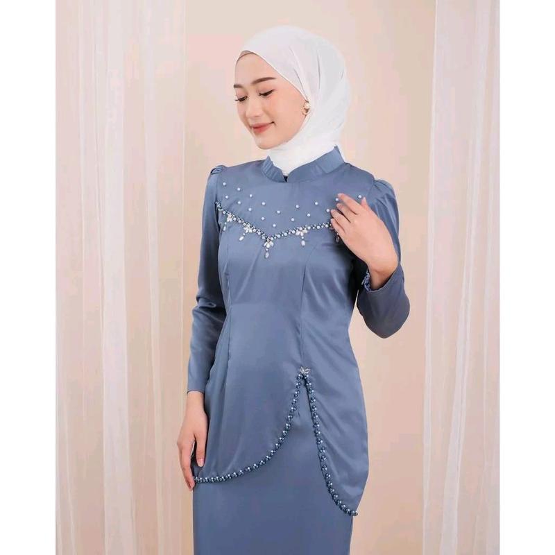 baju kurung melayu,dress pesta felicya Slim-fitting Muslim Payet Mutiara Maxmara Kondangan Wanita 6