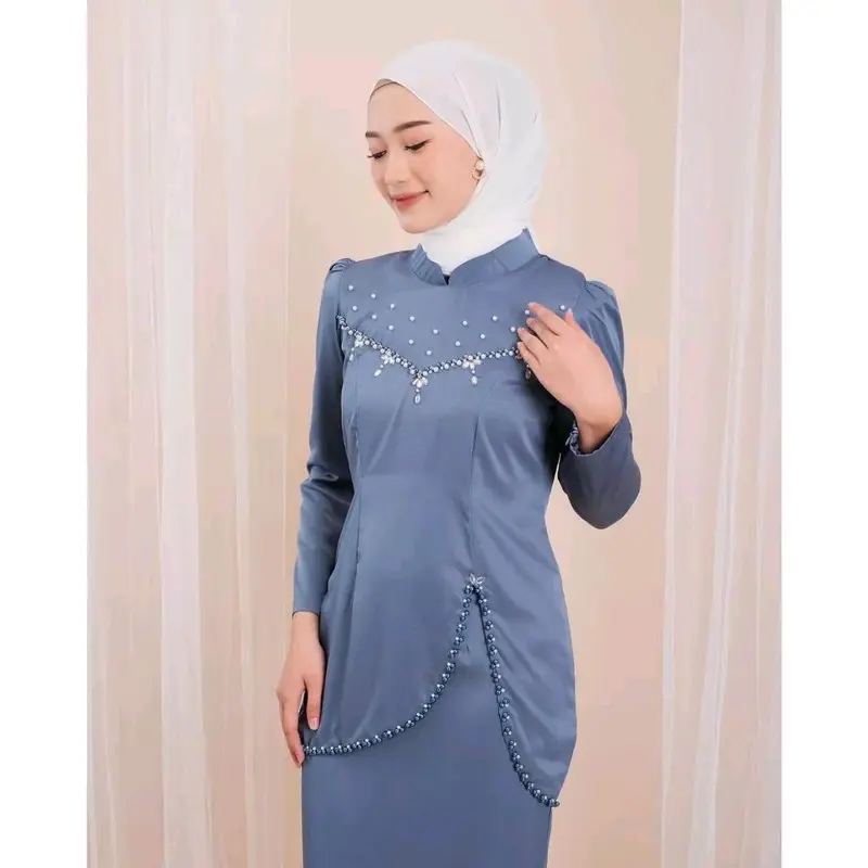 baju kurung melayu,dress pesta felicya Slim-fitting Muslim Payet Mutiara Maxmara Kondangan Wanita 6
