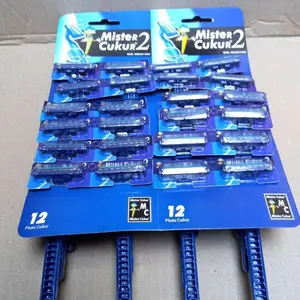 [PROMO ISI 12 PCS] Mister Cukur 2 Anti Slip Alat Cukuran 2 Mata Pisau Pencukur Kumis Jenggot Disposable Razor
