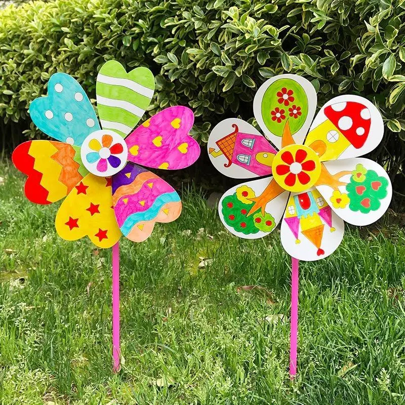 Kindergarten handmade graffiti windmill painting coloring educational toys
