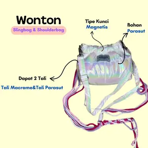 WONTON || Asfour - Wonton Dumpling bag Slig Shoulder Bag Gratis 2 Tali phone Hologram Slingbag Selempang Wanita