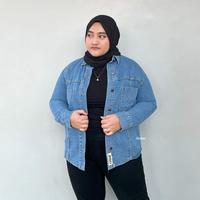 Gambar JINISO Big Size Jaket Jeans Oversize Safari Baby Blue - ALL SIZE dari JINISO JEANS Kota Administrasi Jakarta Utara 5 Tokopedia
