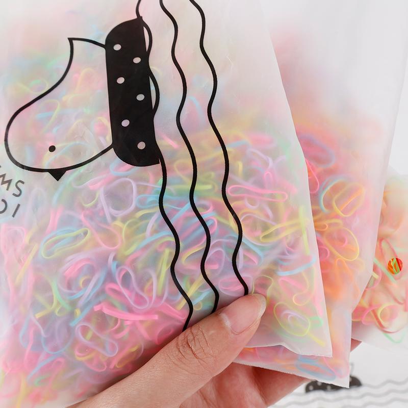 Product Introduction of 1000pcs Girls Colourful Disposable Rubber Band Hair Ties Headband Children Ponytail Holder Bands Kids Hair Accessories 12