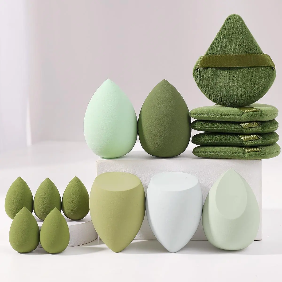 Powder Puff & Beauty Blender Set, 15pcs/set Marshmallow Sponges Makeup Puffers Triangle Sponges, Cosmetic Makeup Puffs for Powder, Makeup Tools for Liquid Foundation & Loose Powder, Summer Makeup