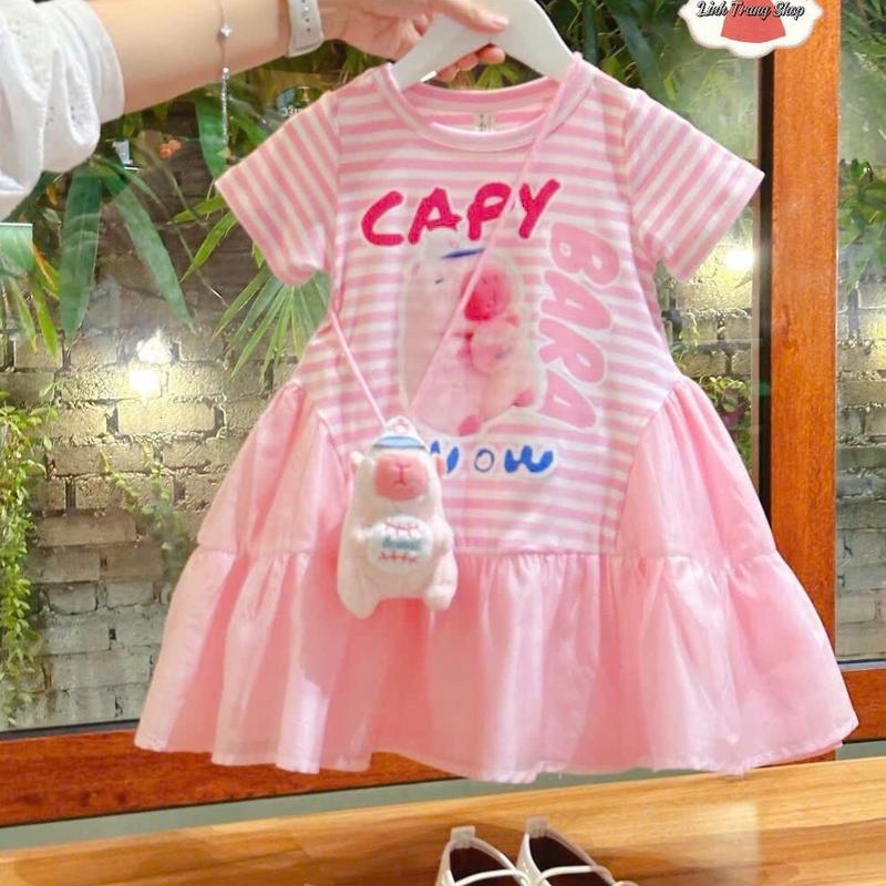 T6 : 8-23kg : váy cottong hình capybara phối gấu chất tơ mềm.  Váy không kèm túi bông. 0