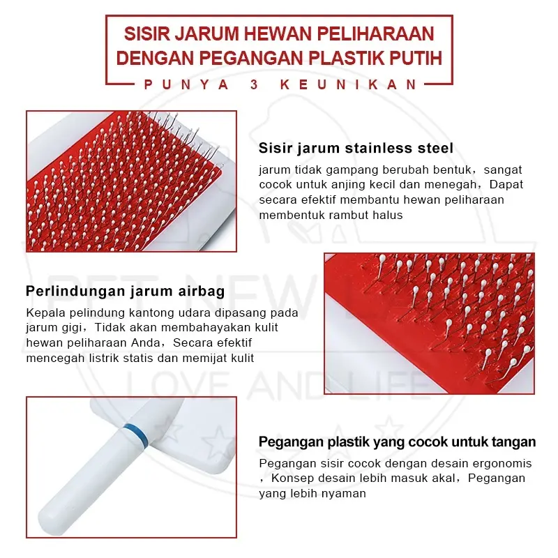 berus kucing Sisir Kawat Grooming Sikat Kucing Anjing Pijat Perawatan Rambut Grooming Hewan 2