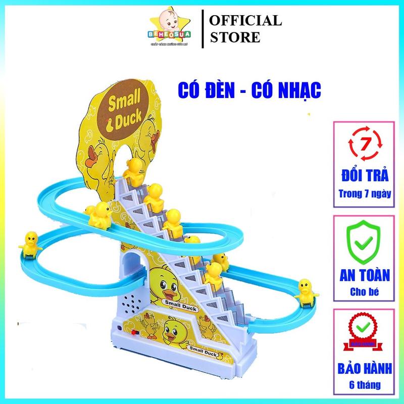 Đồ chơi cầu trượt Vịt vàng leo cầu thang với âm thanh vui nhộn + Đèn nháy đẹp mắt combo cầu trượt vịt cho bé Voi Kem