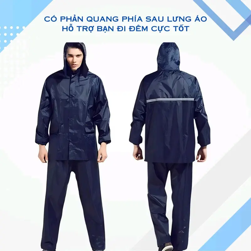 Áo Mưa Bộ Vải Dù Cao Cấp Có Phản Quang Chống Thấm Cực Tốt. 0