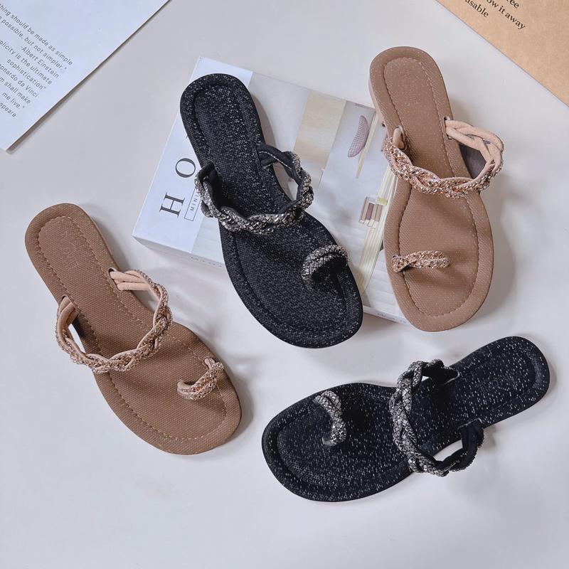 LOVIIECORNER - DÉP NỮ XỎ NGÓN ĐÍNH ĐÁ - DÉP BỆT NỮ THỜI TRANG QUAI ĐÍNH ĐÁ PHONG CÁCH XỎ NGÓN - D241160 3