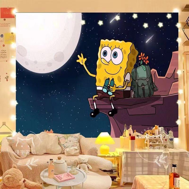 Bedside hanging cloth Spongebob room decoration tapestry dormitory renovation background cloth decoration hanging painting wall cloth 7