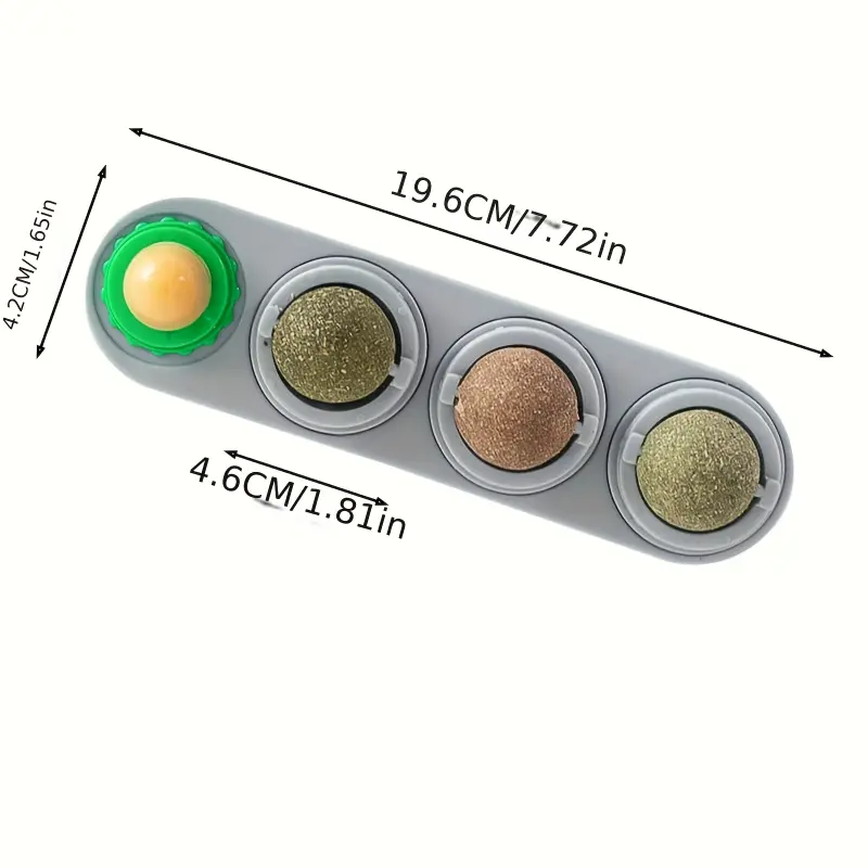 4 Pet Herbal Silvery Vine Ball Toys, Extra Cat Energy Balls, Expendable Cat Licking Kitten Chewing, Teeth Cleaning Dental Wall Snacks, Concentrated Flavors for All Breeds
