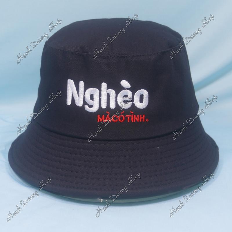 Nón bucket Nghèo mà có tình, mũ tai bèo vành nhỏ Nghèo mà có tình đang hot của giới trẻ vải cotton Nam Caro Hat