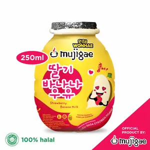 Mujigae by Wonhae Banana Milk Strawberry 250 mL / Minuman Susu Korea Rasa Pisang Stroberi Korea Halal