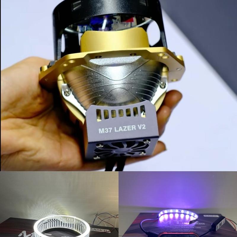 ComBo Bi Cầu M37 Lazer V2 Kèm Led Mắt Quỷ App + Vòng 3D Trắng Công Xuất 80W Lắp cho Oto Và Xe Máy ( Bảo Hành 24 Tháng )