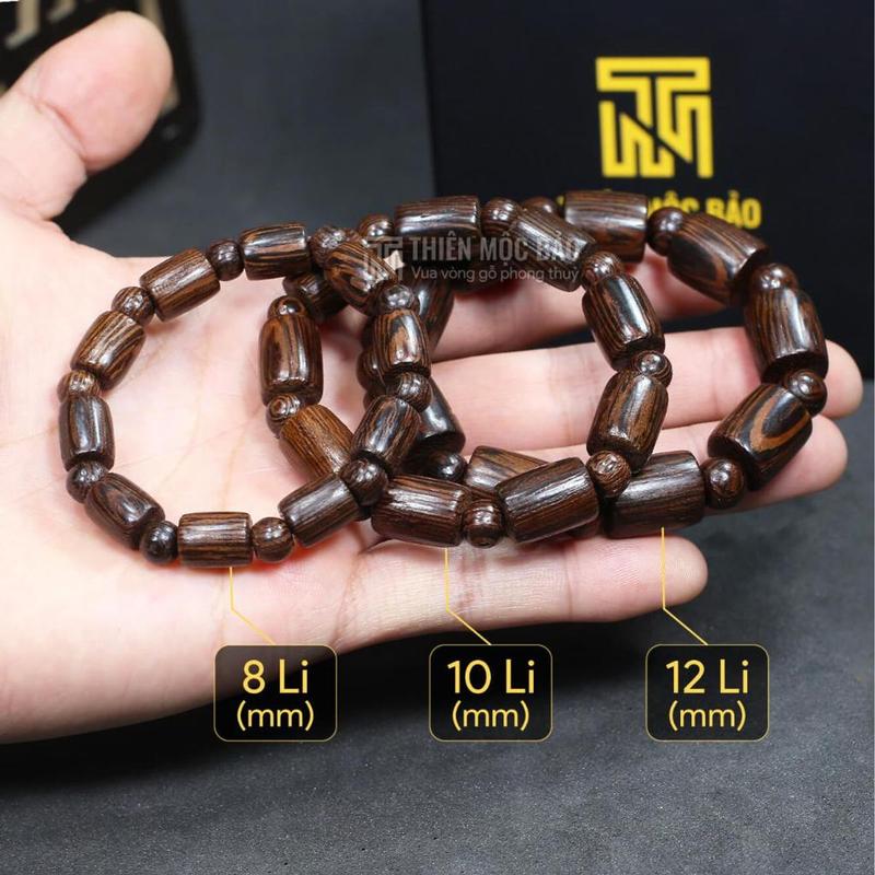  Vòng tay gỗ Mun ĐuôI Công kiểu Đốt trúc 8 10 12mm - Vòng đeo tay cho nam nữ vân đẹp | Thiên Mộc Bảo 