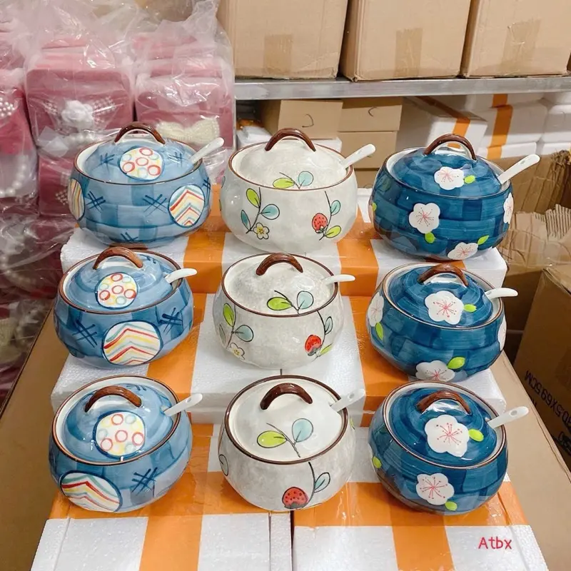 Hũ đựng mỡ, đựng gia vị dung tích 400ml, 650ml và 1250ml.( dung tích 400ml bé chỉ dùng đựng gia vị, dung tích 650ml đựng khoảng 0,5l mỡ)