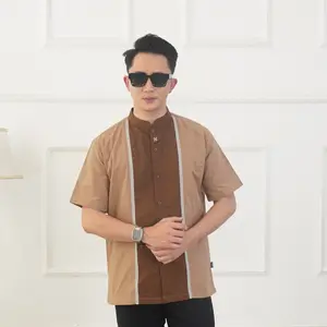 NIGOS OFFICIAL Koko Zavi Pendek Saku Samping Kekinian Lengan Pendek Muslim Baju Koko Pria Kemaja Koko