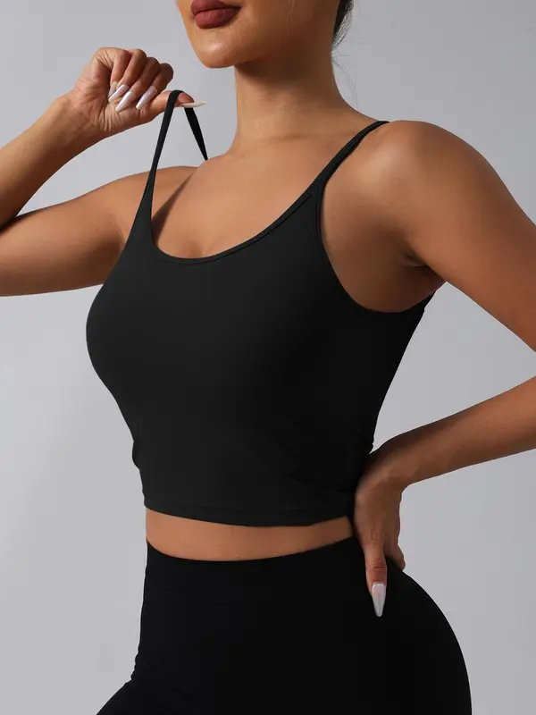 Women's Solid Sports Cami Top, Sports Plain Top, Ladies Sportswear for Indoor Outdoor Wear 5