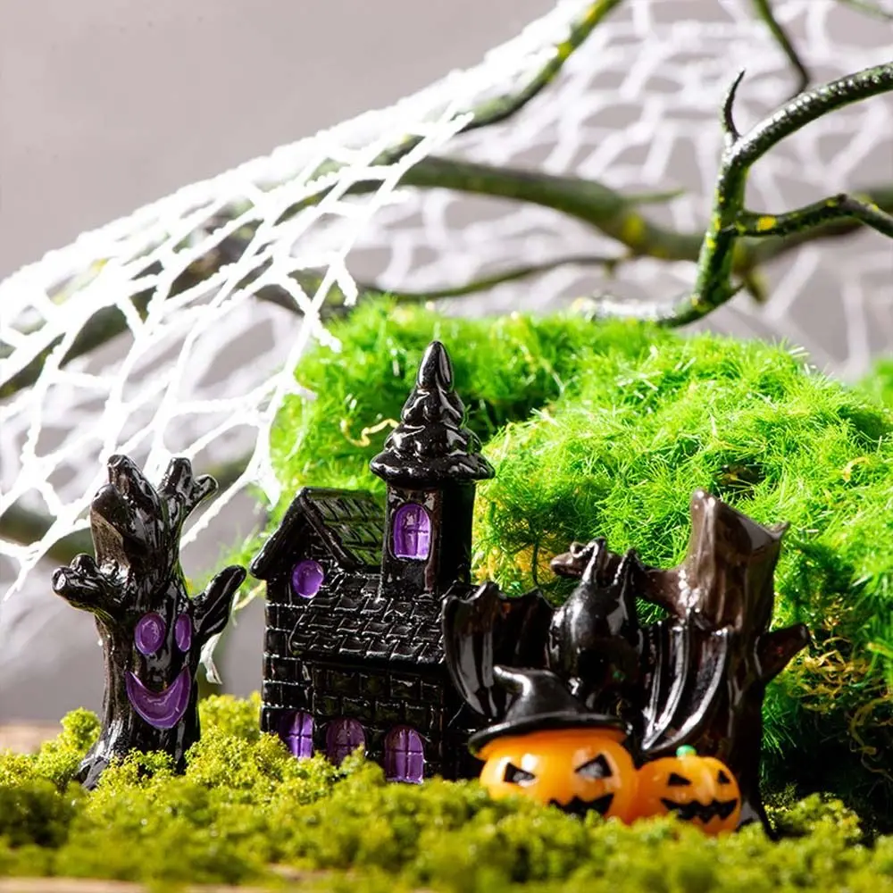 Micro Landscape Cartoon Halloween Pumpkin Skeleton Figurines 3D Resin Craft Mummy Skull Statue Mini DIY Miniatures Ghost Ornaments Desk Decoration