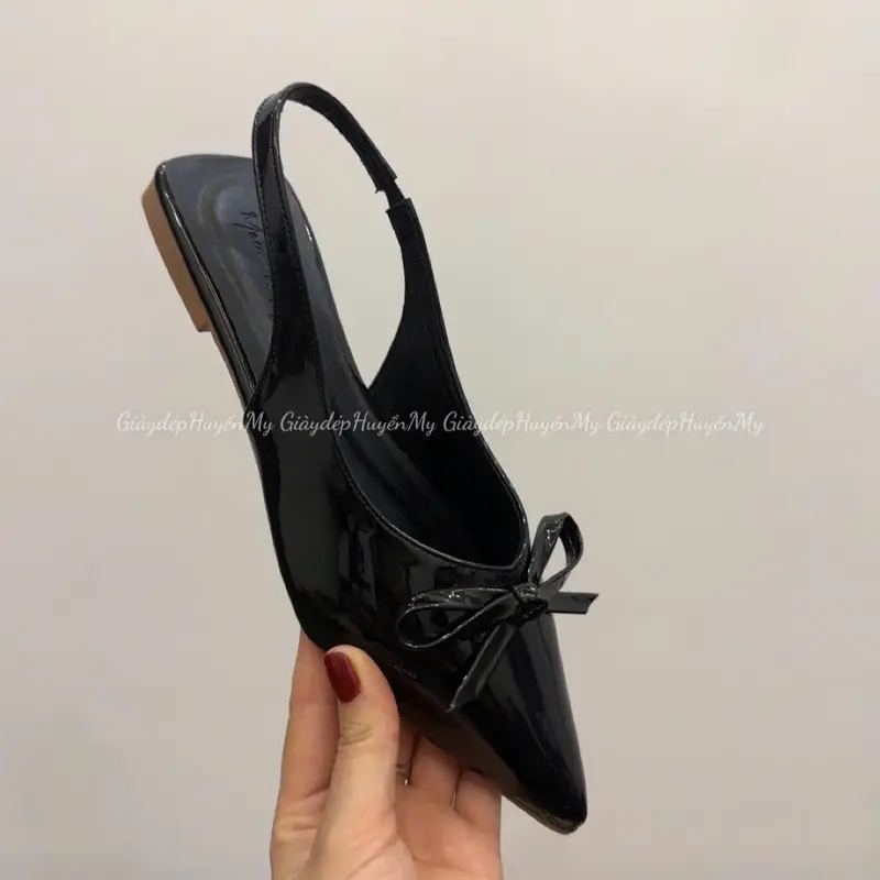 Sục bệt nữ mũi nhọn đính nơ da bóng kính hàng cao cấp full hộp ( PH09 ) DéP Shoes GiàY 6