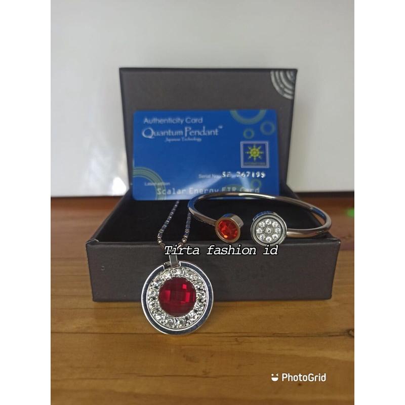 Bio energy Health bracelet set, quantum pendant gem, original box, certificate card, chain, bracelet, many 5