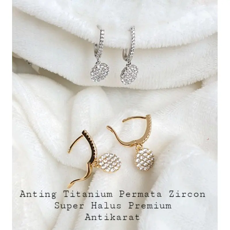 Anting Gantung Opak Solitaire Manik Halus Antikarat Aksesoris  Earrings 0