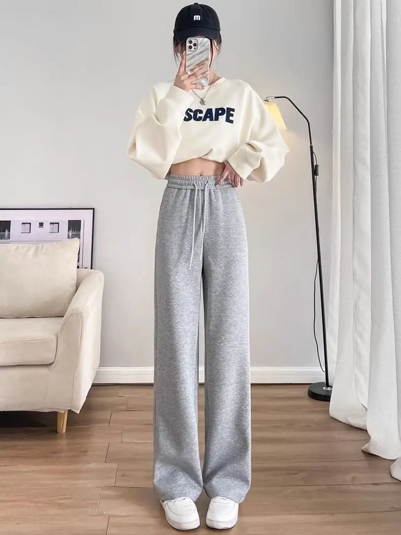 Quần ống Suông Nỉ Lót Lông Nữ Mềm Mại Giữ Ấm - Women, Pants