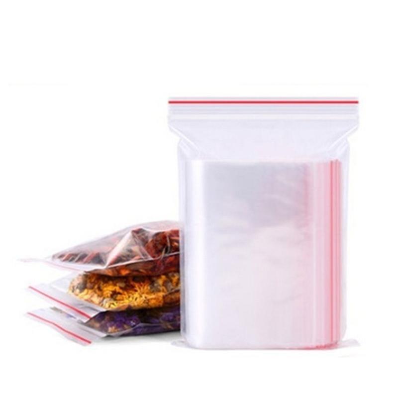 Túi Zip Poly Trong Suốt Tự Dính, 100 chiếc / gói, Để Đựng Đồ Gia Dụng, Túi PE, Làm Bằng Nhựa 1