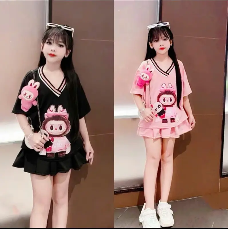 váy labula bé gái xinh , size 12--45 kg mẫu gấu cổ trái tim năng Động sang chảnh chất vải đep hàng may kỹ 1