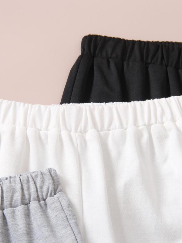 Girl's Letter Print Elastic Waist Pants, Casual Comfy Trousers for Daily Outdoor Wear, Girls Bottoms for Spring Fall, Kids Clothes 7