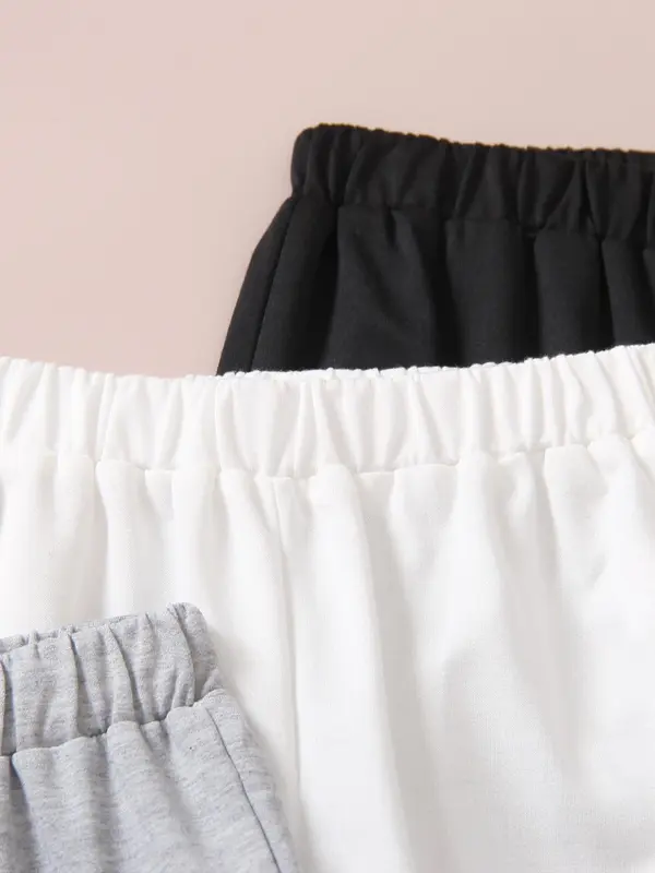 Girl's Letter Print Elastic Waist Pants, Casual Comfy Trousers for Daily Outdoor Wear, Girls Bottoms for Spring Fall, Kids Clothes 7