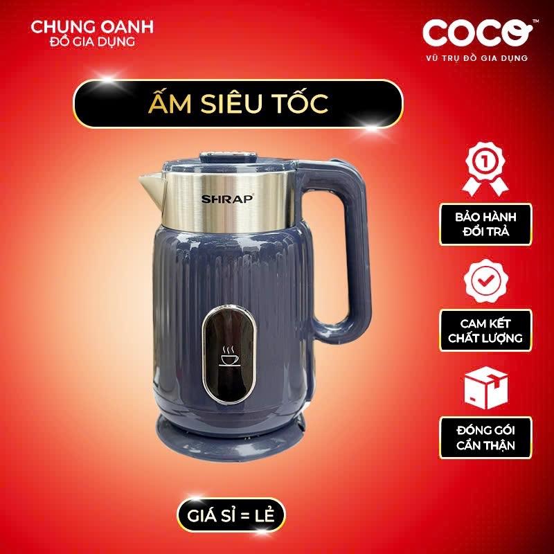 Ấm Đun Nước Siêu Tốc Mẫu Mới S.HRAP SH-86, Dung Tích 2lit, Tự Động Ngắt Khi Sôi, Công Suất Cao, Khoá Nắp An Toàn- Bình Đun Nước,Ấm Siêu Tốc