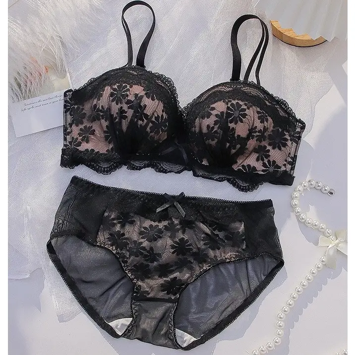 [ COD ] GRATIS ONGKIR - Bra BH Push Up Set Tanpa Kawat Celana Dalam Wanita Bikini Sport Beha Lingerie Korea Fashion Remaja Perempuan Sexy Pakaian Dalam COD Renang Motif Cewek Pita Bunga Sharon Murah Jumbo TERLARIS