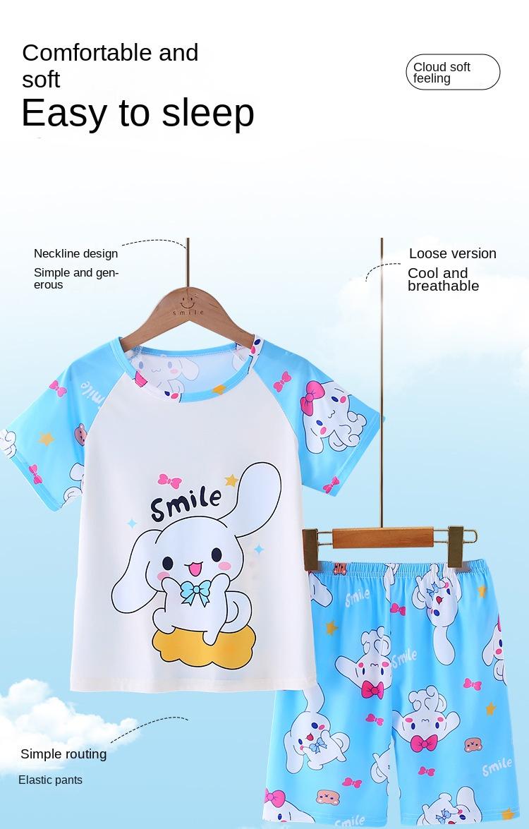 Product Introduction of Bộ Đồ Ngủ Mùa Hè Cho Bé Gái, ngắn Tay Và Quần Đùi, Chất Liệu Mỏng, Thích Hợp Cho Trẻ Em, Cho Bé Gái Và Bé Trai, Bộ Đồ Mặc Nhà Dễ Thương 4