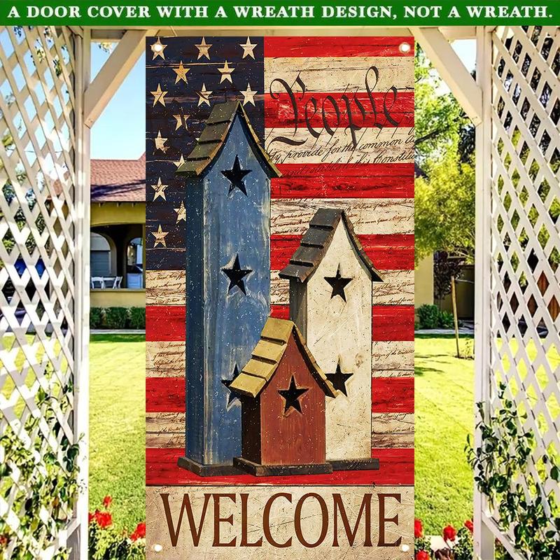 Product Introduction of Rustic Americana Welcome Door Cover, 35.4x70.8 Inch Welcome Door Curtain, Event Photos, Atmosphere Enhancement, and Door Decor 0