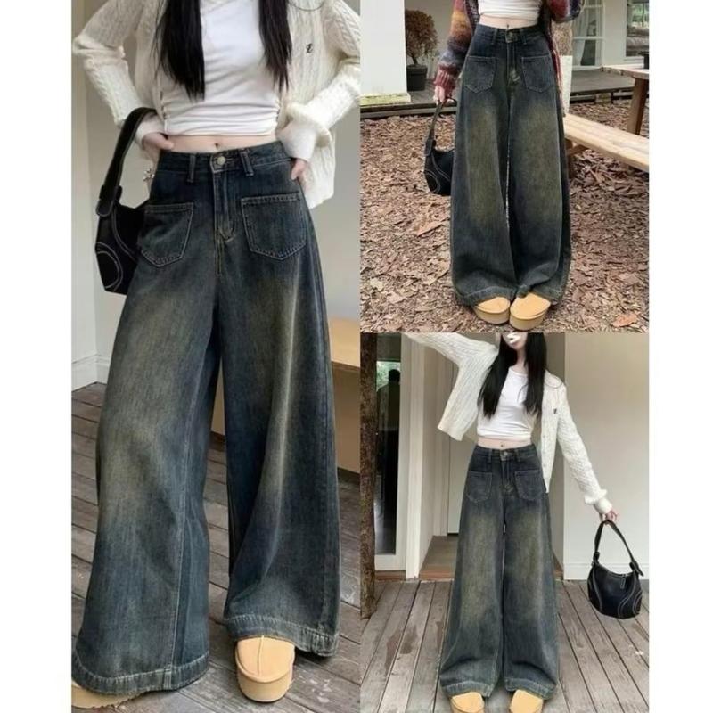 QUẦN JEANS ỐNG RỘNG,QUẦN JEAN GẤU LAI TÚI VUÔNG CẠP CAO HÁCH DÁNG PHONG CÁCH MỚI LẠ MẪU MỚI HOTTREND 5