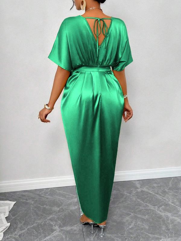 Women's Plain Satin Dress, Elegan Dress for Party Wedding Guest, Wedding Guest Dresses, Ladies Summer Clothes, Summer Dresses 2025 5
