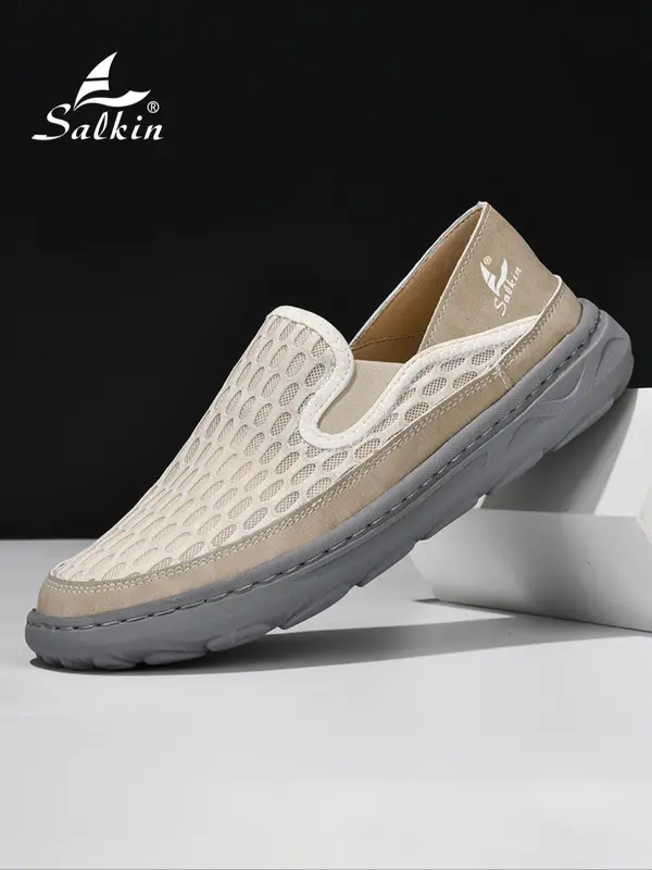 Men's Minimalist Plain Mesh Slip on Sneakers, Casual Comfortable Breathable Low Top Sneakers, Fashionable Sneakers for Daily Wear, Sports Shoes 2