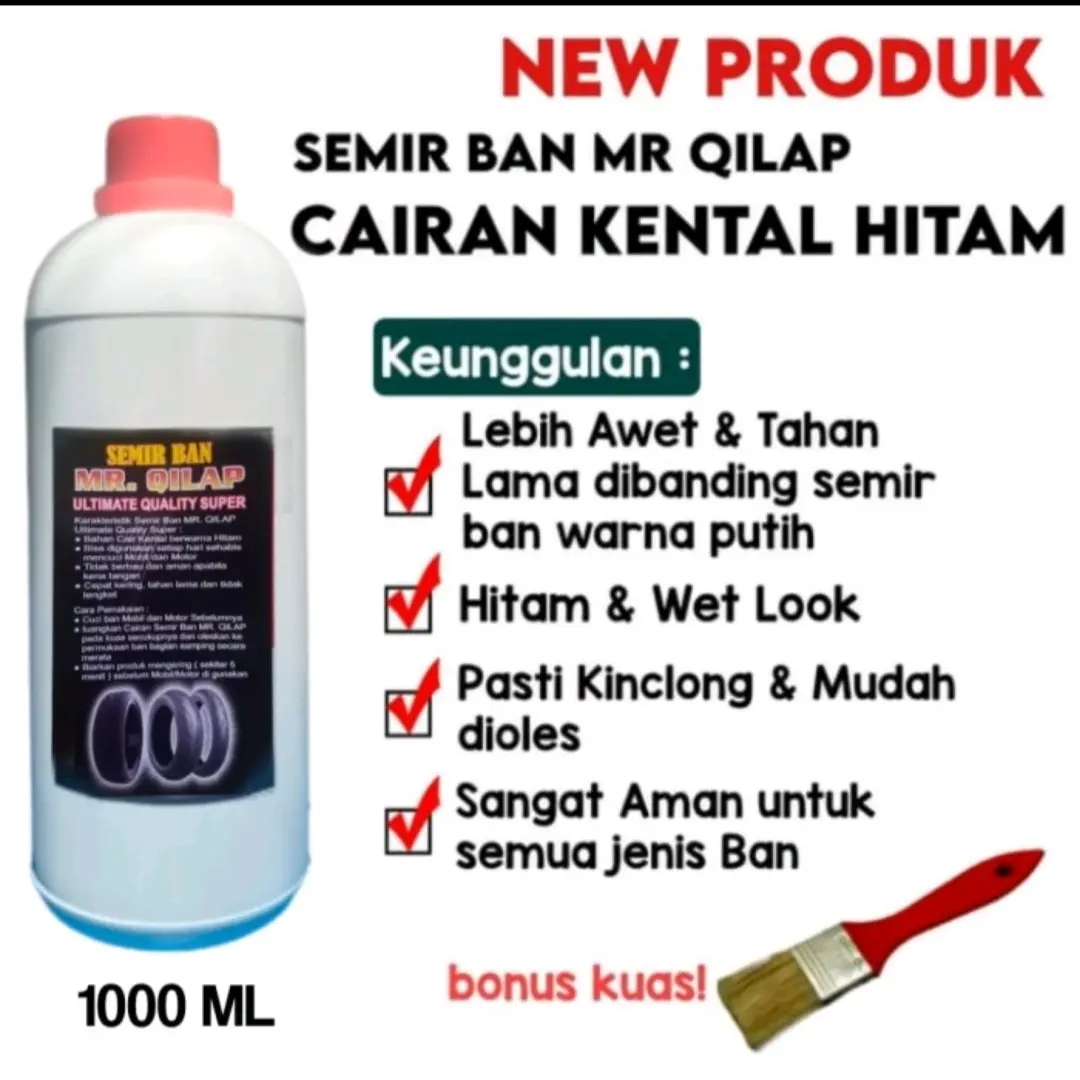 Semir Ban Cairan Kental Hitam Bonus Kuas 1000 ML Car Kendaraan